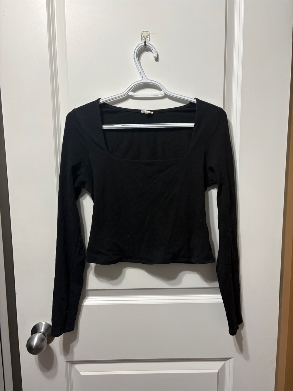 Garage Black Long-Sleeve Scoop Crop Top